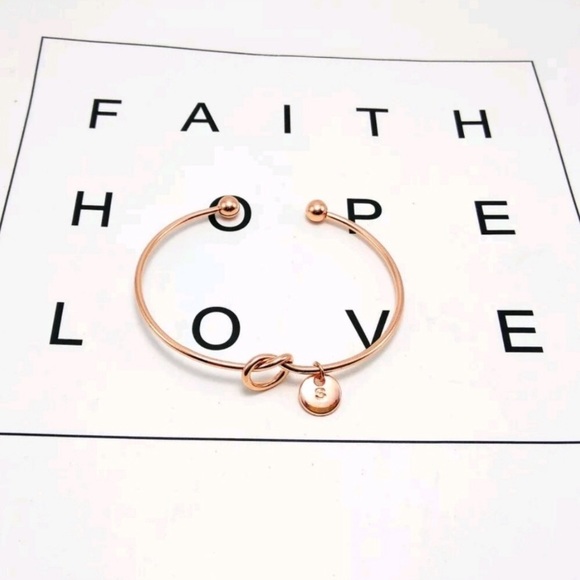 Rose Gold Initial Knot Bracelet - Picture 4 of 6